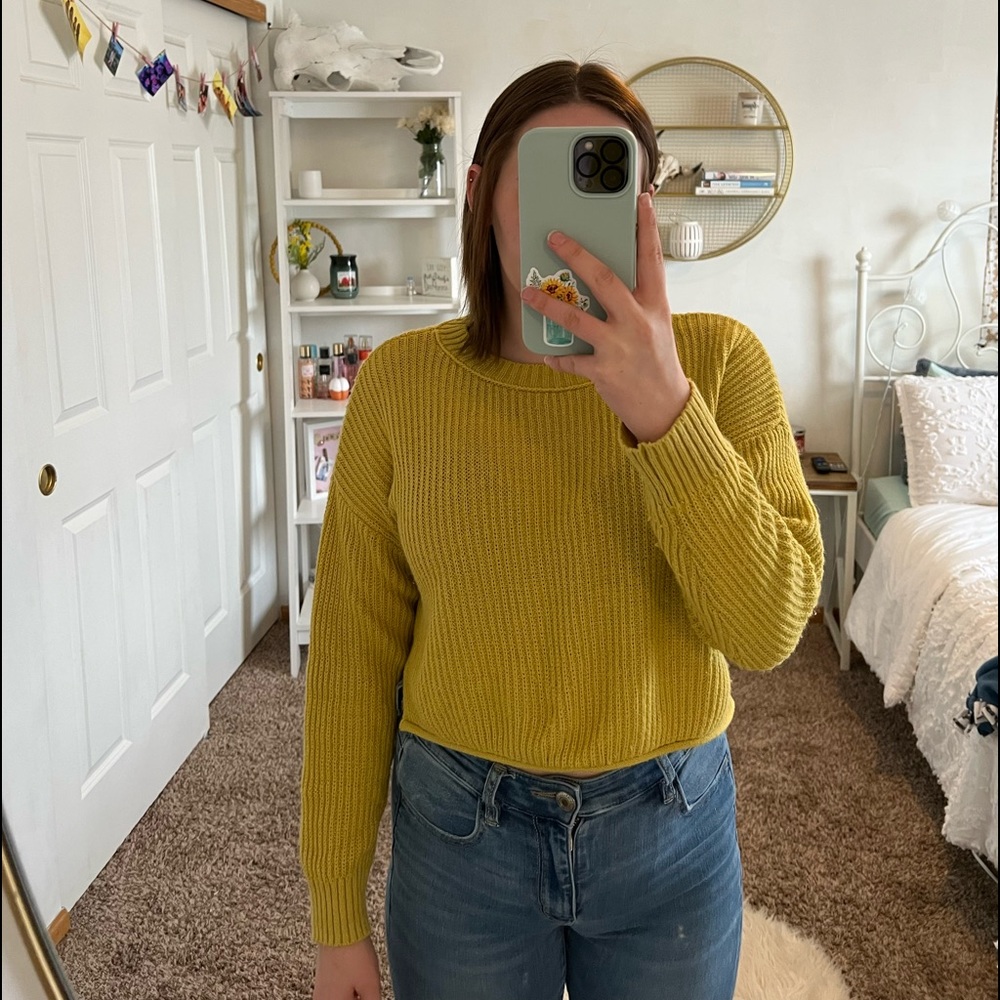 Yellow crop top sweater